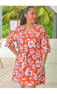 SPIN KADILIA- Floral Balloon Sleeve Dress with Band