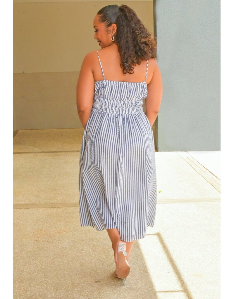 Julia Jordan KEHELA- Stripe Elastic Waist Spagetti Strap Dress
