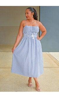 Julia Jordan KEHELA- Stripe Elastic Waist Spagetti Strap Dress