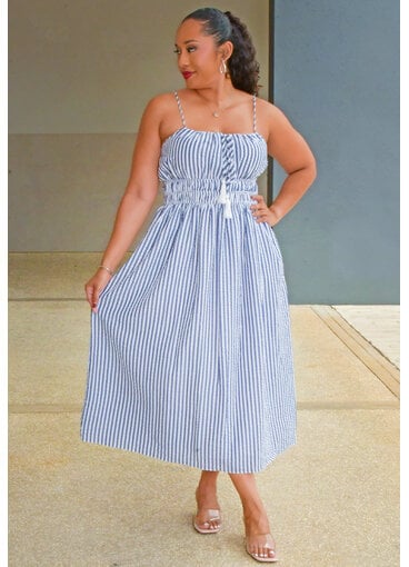 Julia Jordan KEHELA- Stripe Elastic Waist Spagetti Strap Dress