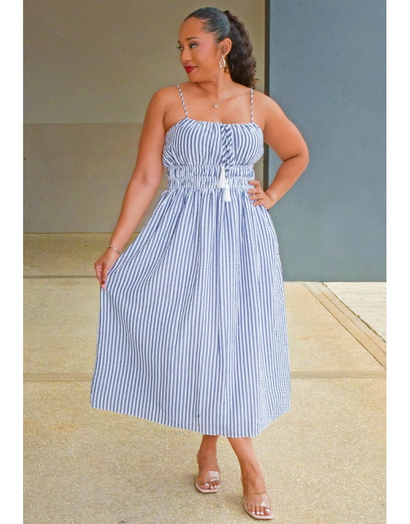 Julia Jordan KEHELA- Stripe Elastic Waist Spagetti Strap Dress