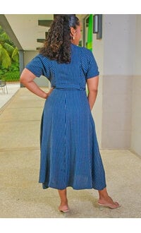 Maison Tara KIGGE- Stripe Botton Down Dress with Cuff Arms