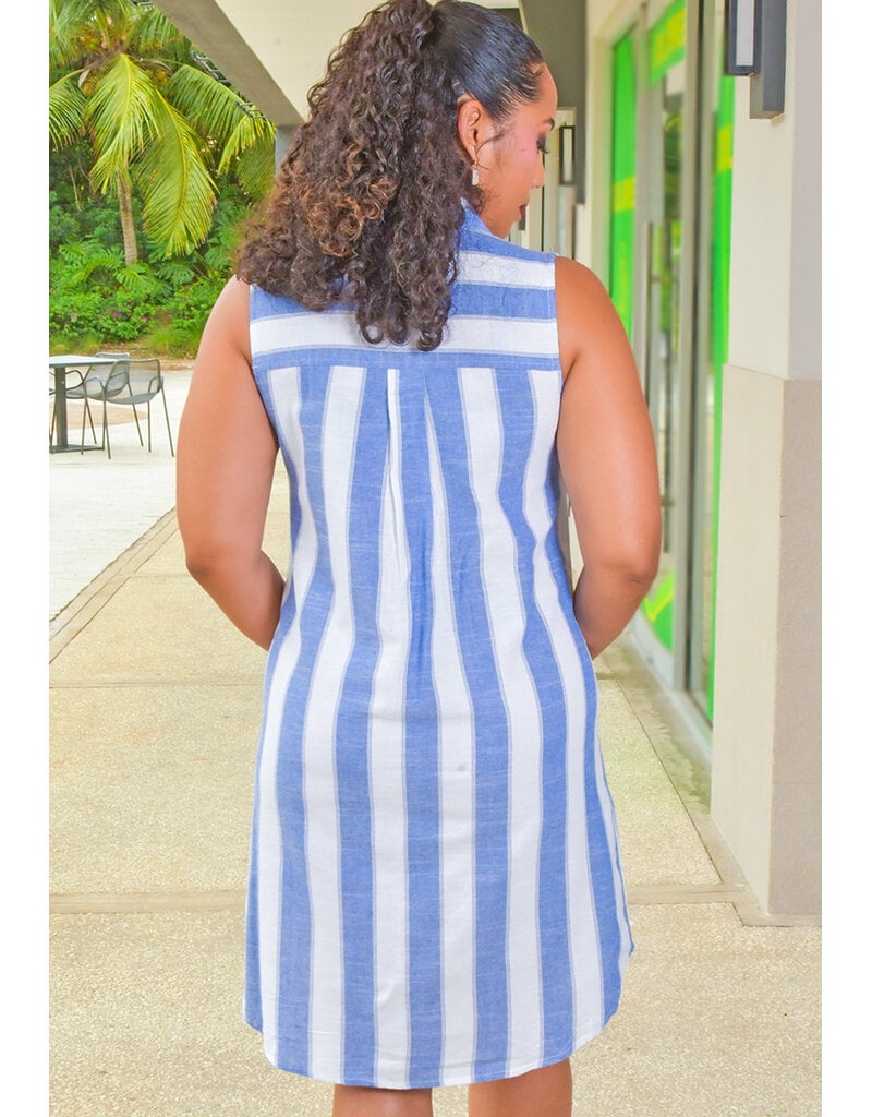 MLLE Gabrielle KIHINA- Stripe Armhole Dress with Collar