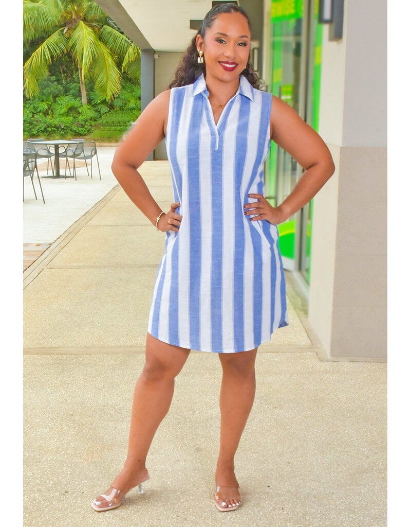 MLLE Gabrielle KIHINA- Stripe Armhole Dress with Collar