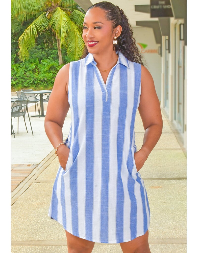 MLLE Gabrielle KIHINA- Stripe Armhole Dress with Collar