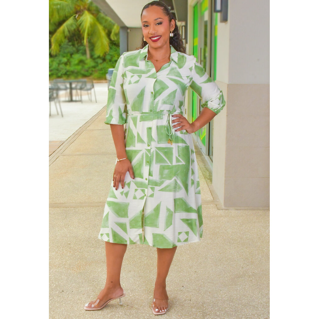 KILIAH- Botton Down Dress with 3/4 Sleeves