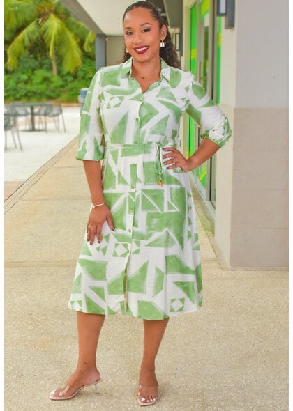 MLLE Gabrielle KILIAH- Botton Down Dress with 3/4 Sleeves