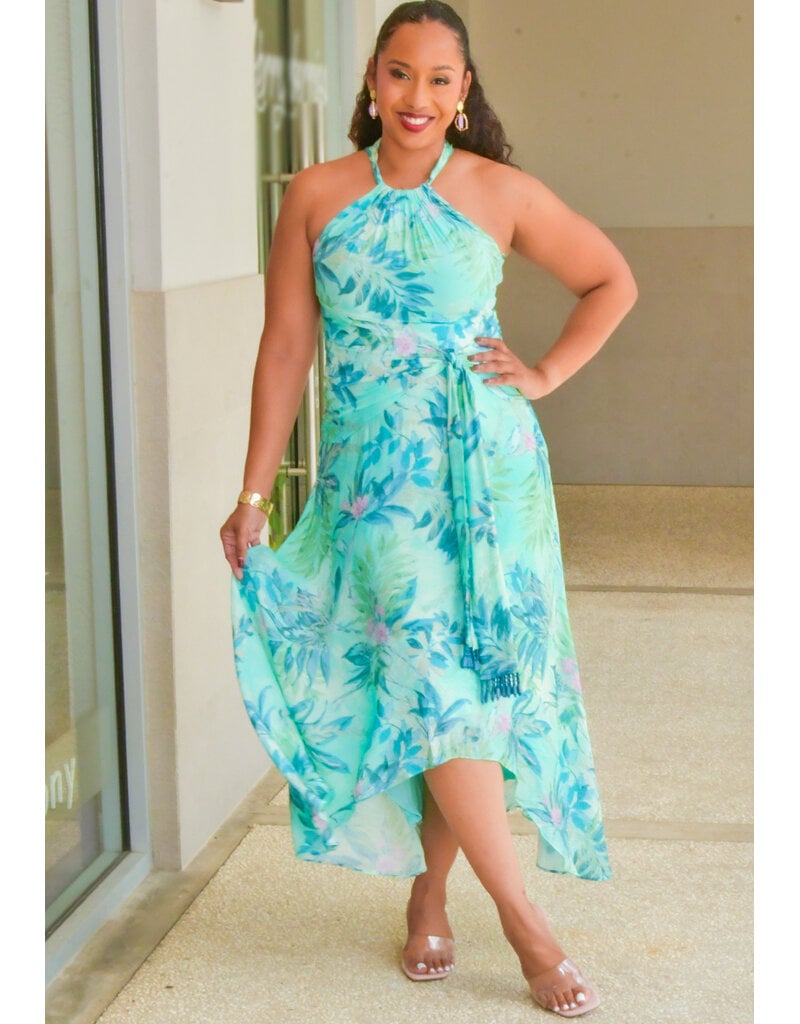 KINIA- Long Floral Armhole Hi-Lo Dress