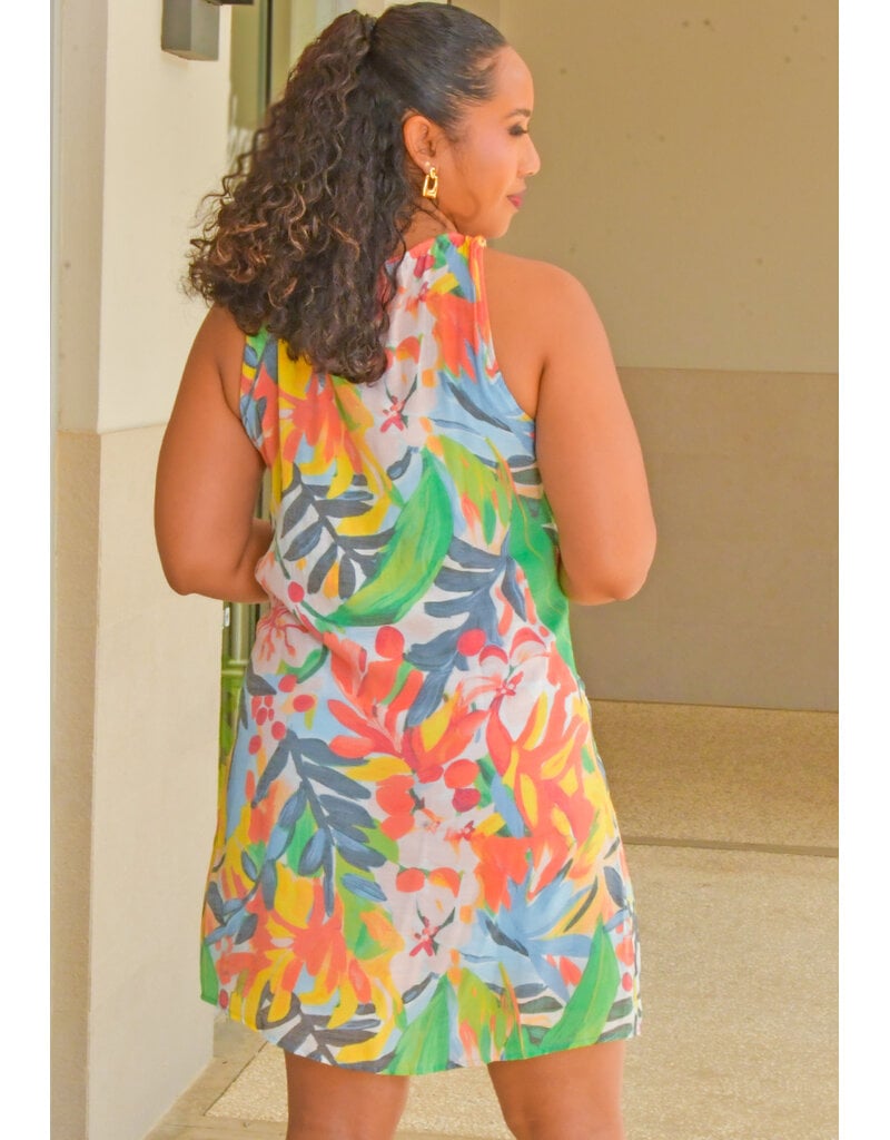 ZAC & RACHEL KITU- Printed Armhole Round Neck Dress