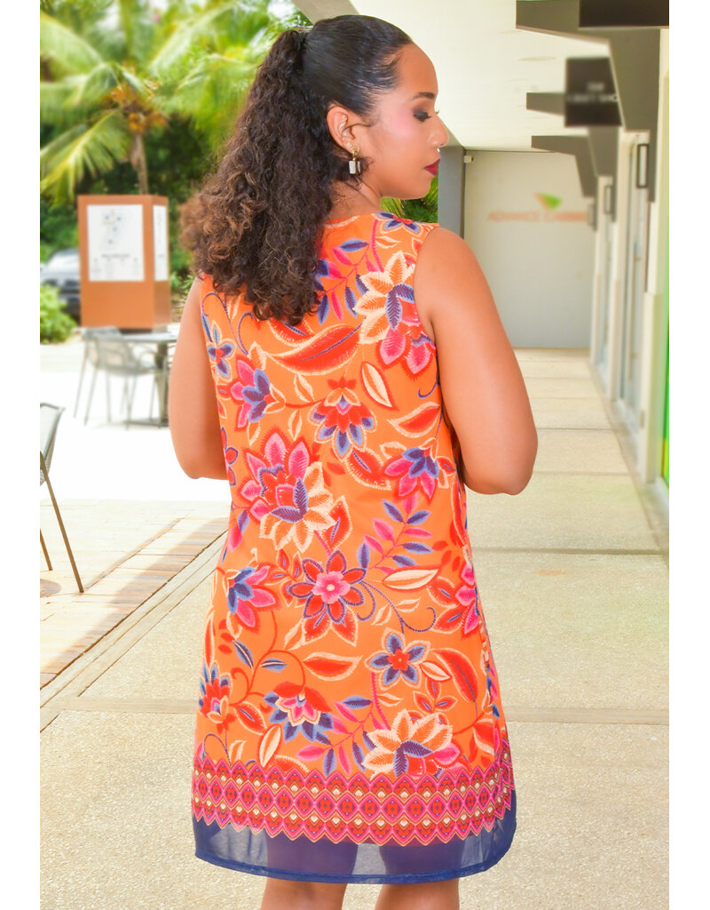 HARPER 241 MINIK- Armhole Floral Round Neck Dress