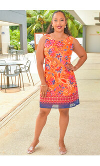 HARPER 241 MINIK- Armhole Floral Round Neck Dress