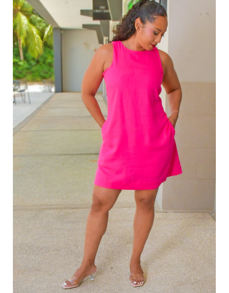 MSK NEAMA- Solid Armhole Round Neck Dress