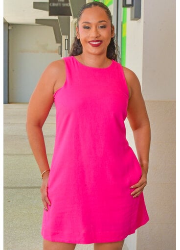 MSK NEAMA- Solid Armhole Round Neck Dress