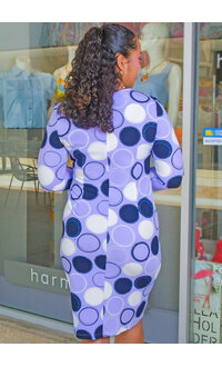 RAYIO- Circle Print 3/4 Sleeve Dress with Side Zip