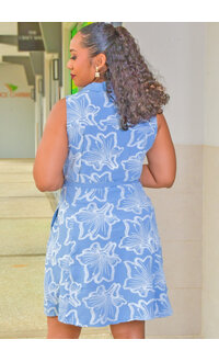 Nina Leonard ROTANA- Button Down Armhole Dress with Embroidery
