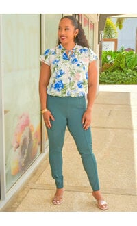 77 PARK VAKIRA- Floral Tie Neck Double Frill Sleeve Top