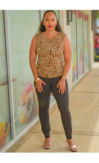 SPIN VILINKA- Leopard Print Armhole Top