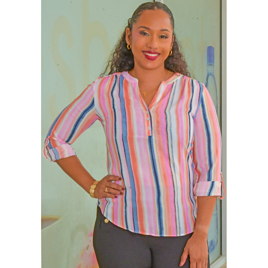 VILO- Stripe Button Down Top