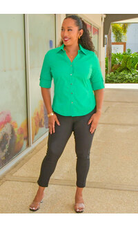 AZ ZOHO- Patterned High Waist Pants with Buttons on Pocket