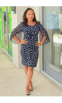 IEVA- Polka Dot Dress with Chiffon Sleeves