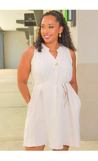AZ KEERY- Solid Armhole Dress with String