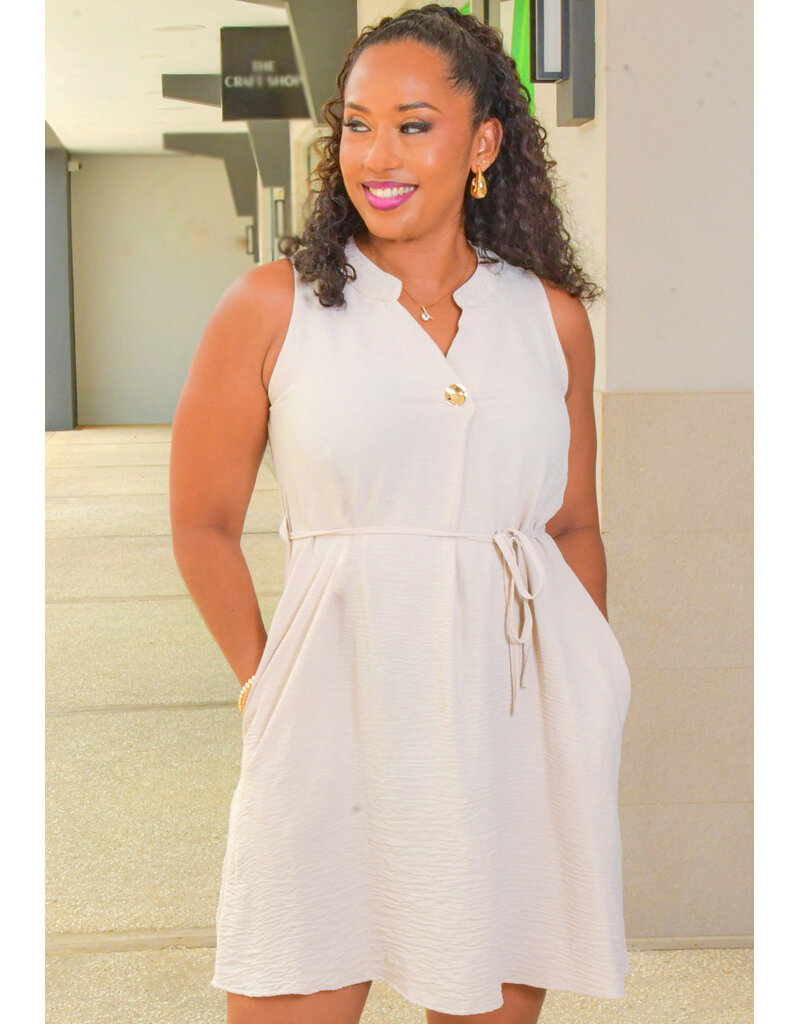 AZ KEERY- Solid Armhole Dress with String