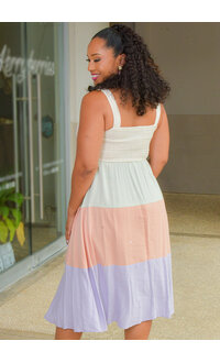 AS U WISH KILEA- Color Block Small Strap Dress