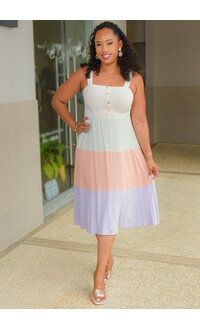 AS U WISH KILEA- Color Block Small Strap Dress