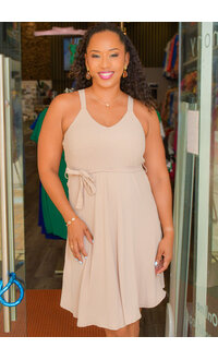 AZ KINDAY- Solid Small Straps V-Neck Dress with Band