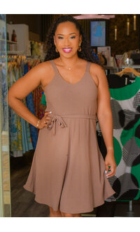 AZ KINDAY- Solid Small Straps V-Neck Dress with Band