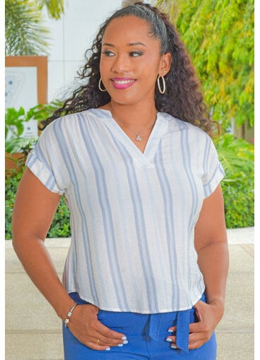 Blu Pepper VALRIC- Stripe Top with Cuff Arms
