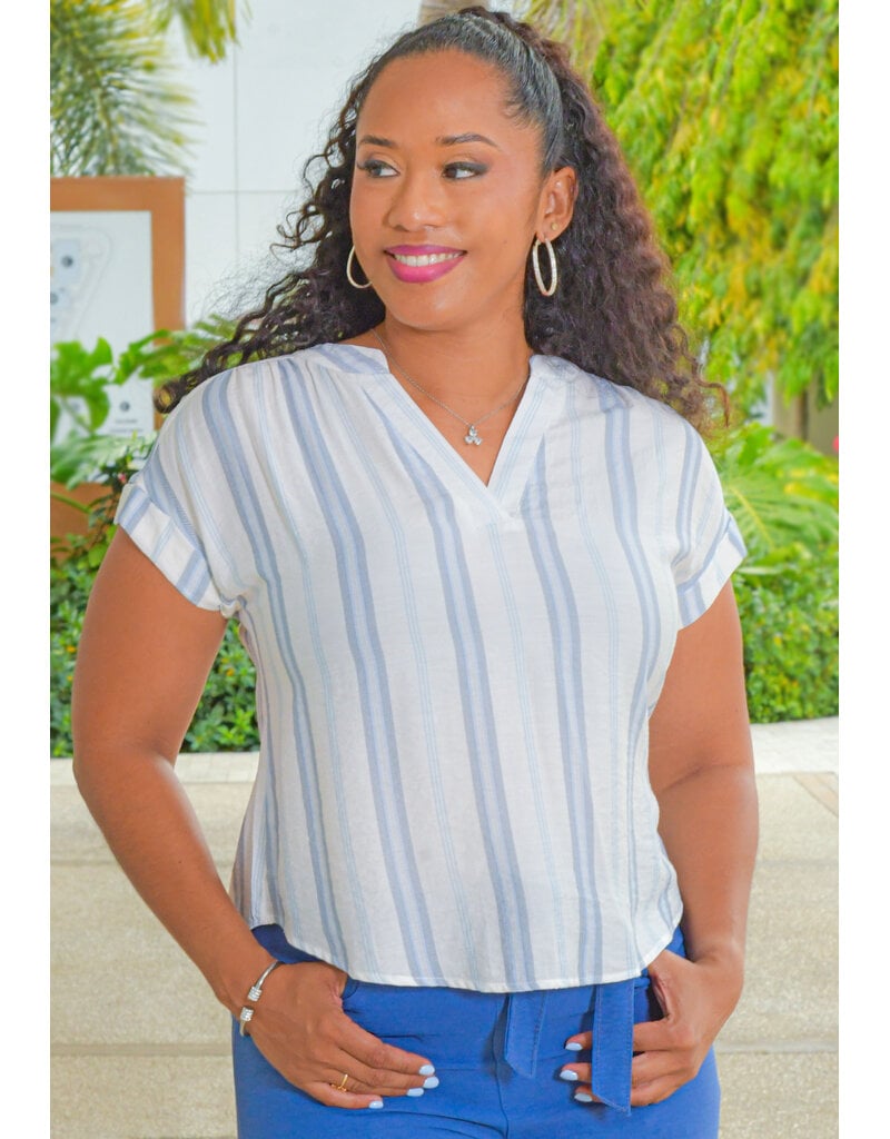Blu Pepper VALRIC- Stripe Top with Cuff Arms