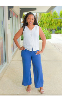 NINETY CLOTHING VENYA- Solid Armhole Button Down Top