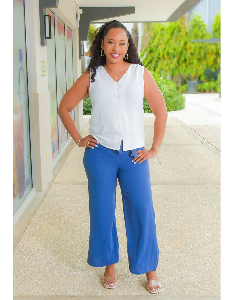 NINETY CLOTHING VENYA- Solid Armhole Button Down Top