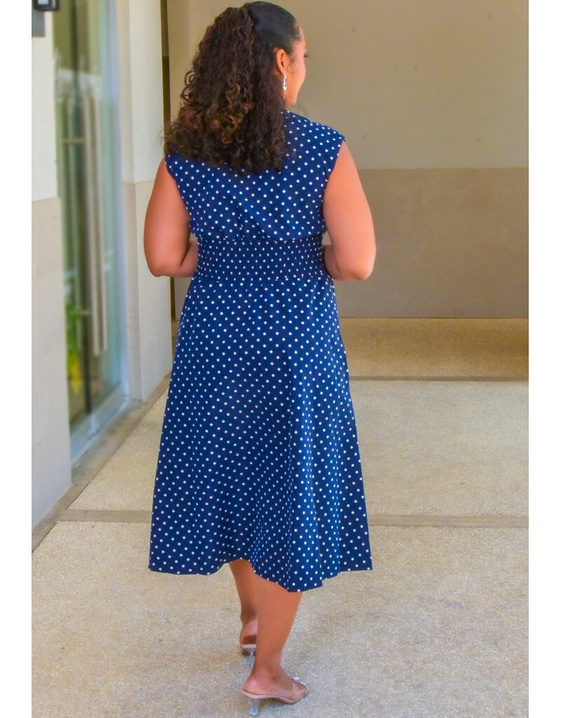 5TH + MADISON KINIE- Polka Dot Armhole Dress with Zip & Elastic Waist