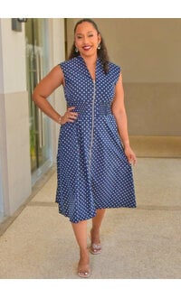 5TH + MADISON KINIE- Polka Dot Armhole Dress with Zip & Elastic Waist