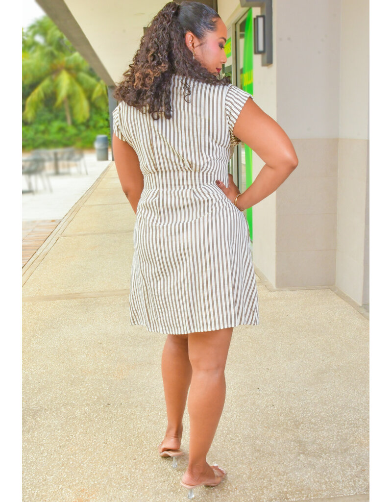 Julia Jordan KEROY- Stripe Dress with Collar & Cuff Arms