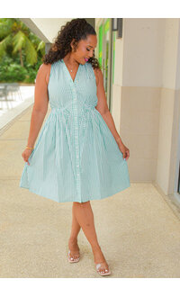 NANETTE LEPORE KEMIA- Stripe Armhole Collar Dress with Tie