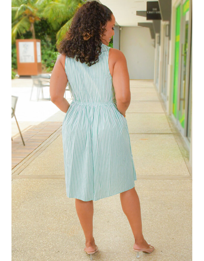 NANETTE LEPORE KEMIA- Stripe Armhole Collar Dress with Tie