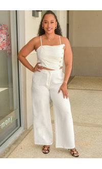 MILK & HONEY PORSHAI- Thin Strap Pleated Top Two Piece Pants Suit