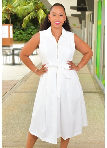 Signature KIMIX- Solid Armhole Dress with Zip Front