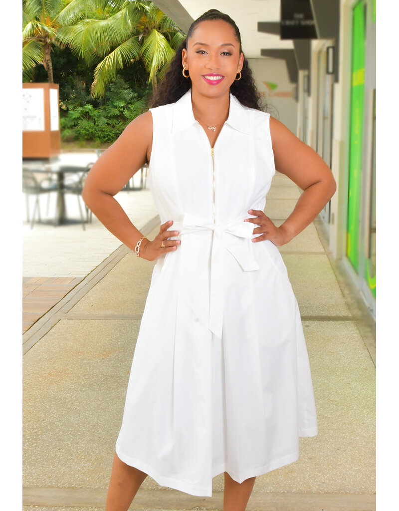 Signature KIMIX- Solid Armhole Dress with Zip Front