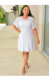 CASILDA- Round Neck Dress with 3/4 Sleeves