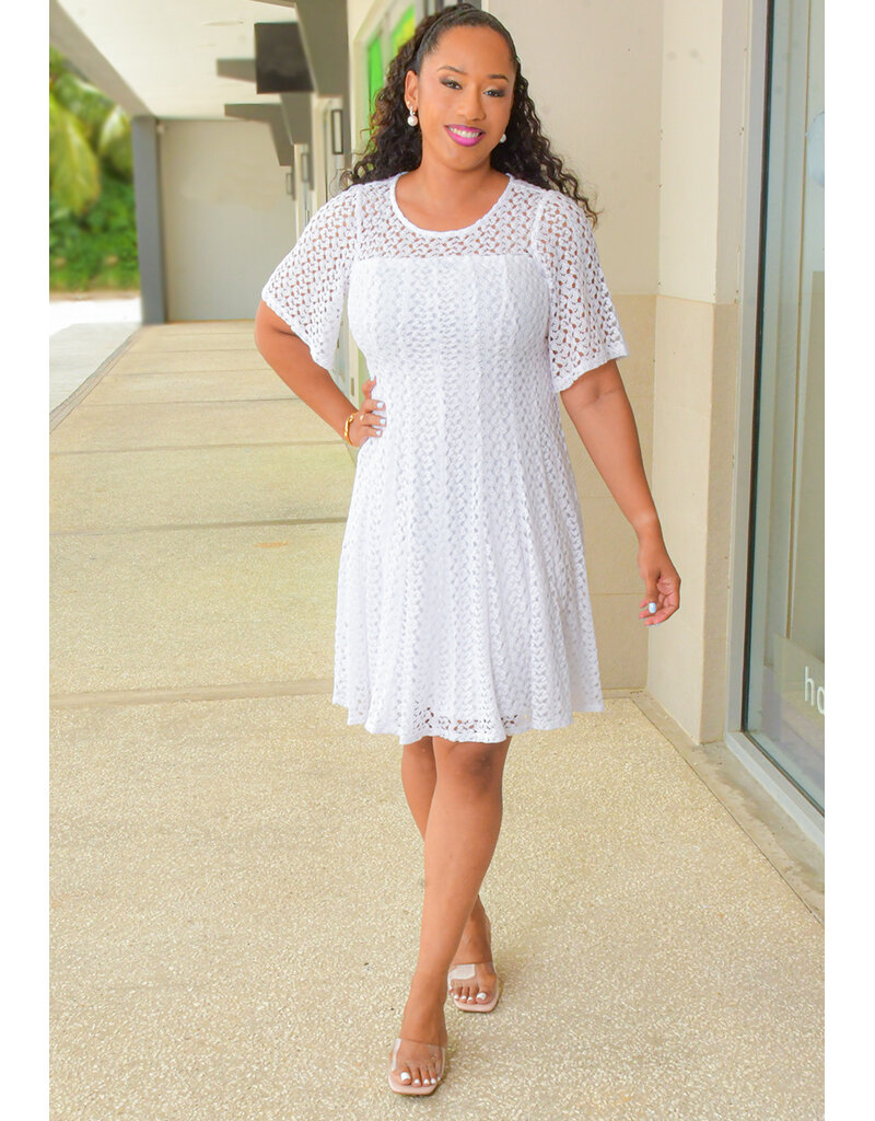 CASILDA- Round Neck Dress with 3/4 Sleeves