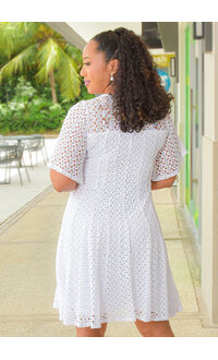 CASILDA- Round Neck Dress with 3/4 Sleeves