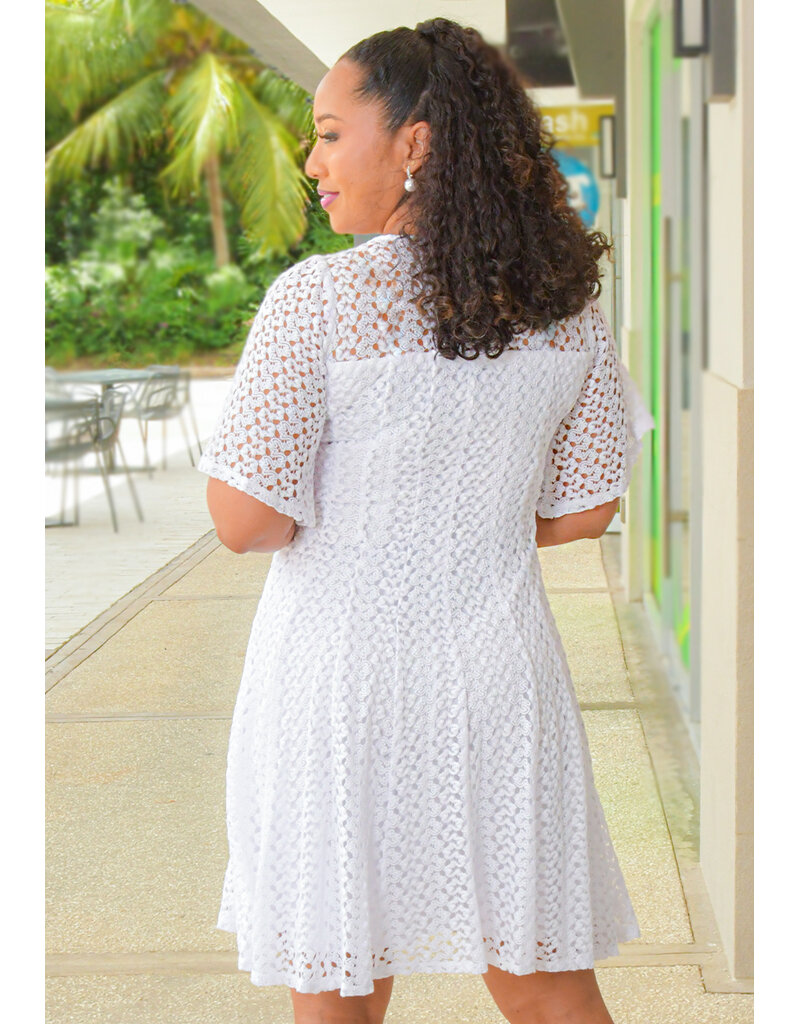 CASILDA- Round Neck Dress with 3/4 Sleeves