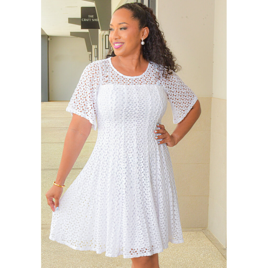CASILDA- Round Neck Dress with 3/4 Sleeves