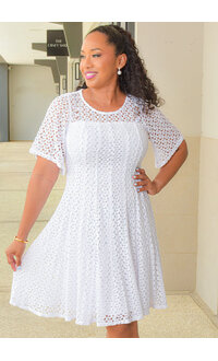 CASILDA- Round Neck Dress with 3/4 Sleeves