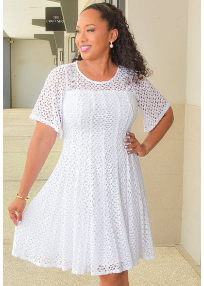 CASILDA- Round Neck Dress with 3/4 Sleeves