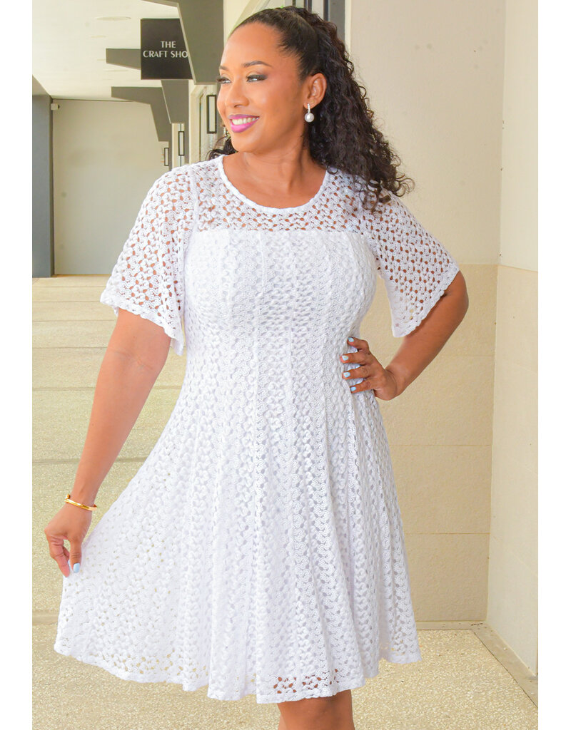CASILDA- Round Neck Dress with 3/4 Sleeves